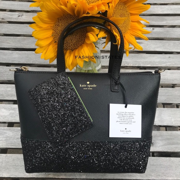 Kate spade Ina black glitter satchel card holder - Picture 3 of 8
